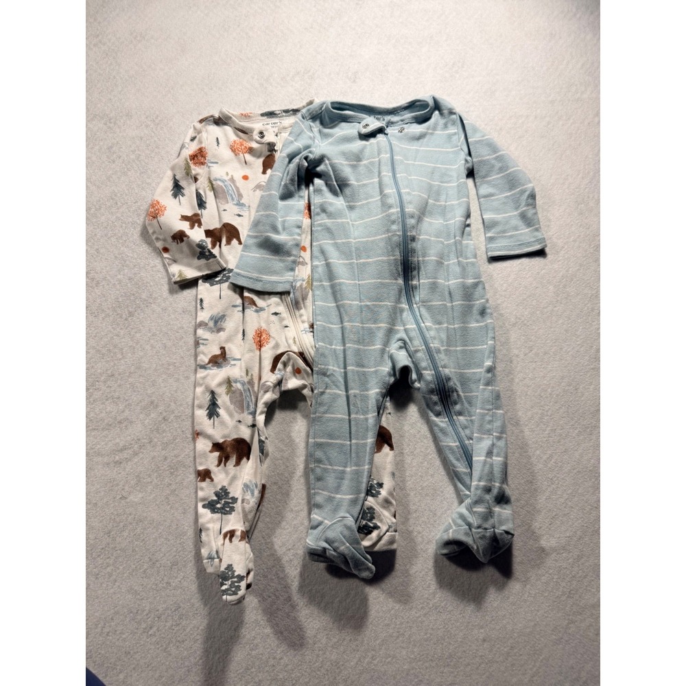 Carters Just One You 9M Baby Boy Footed Pajamas Sleepers Bear Stripe 2 Pack